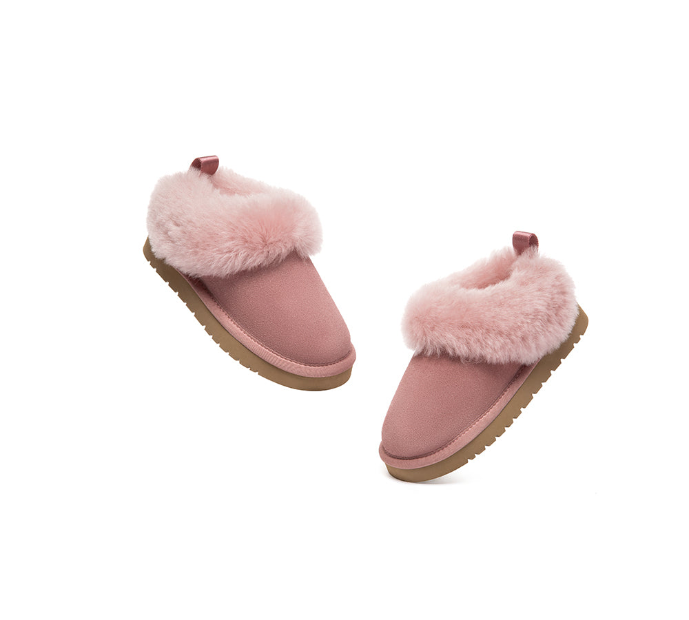 UGG Slippers Kids Sheepskin Wool Collar Ankle Glacial