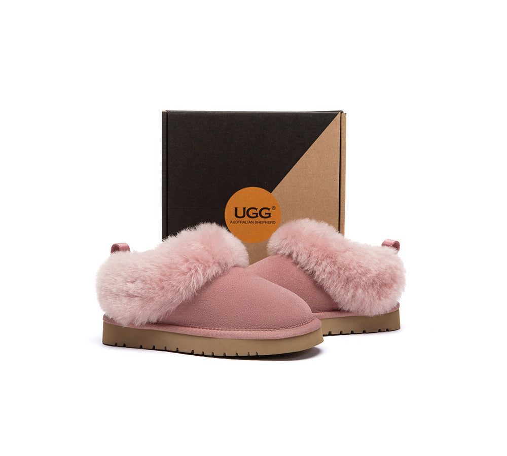 UGG Slippers Kids Sheepskin Wool Collar Ankle Glacial