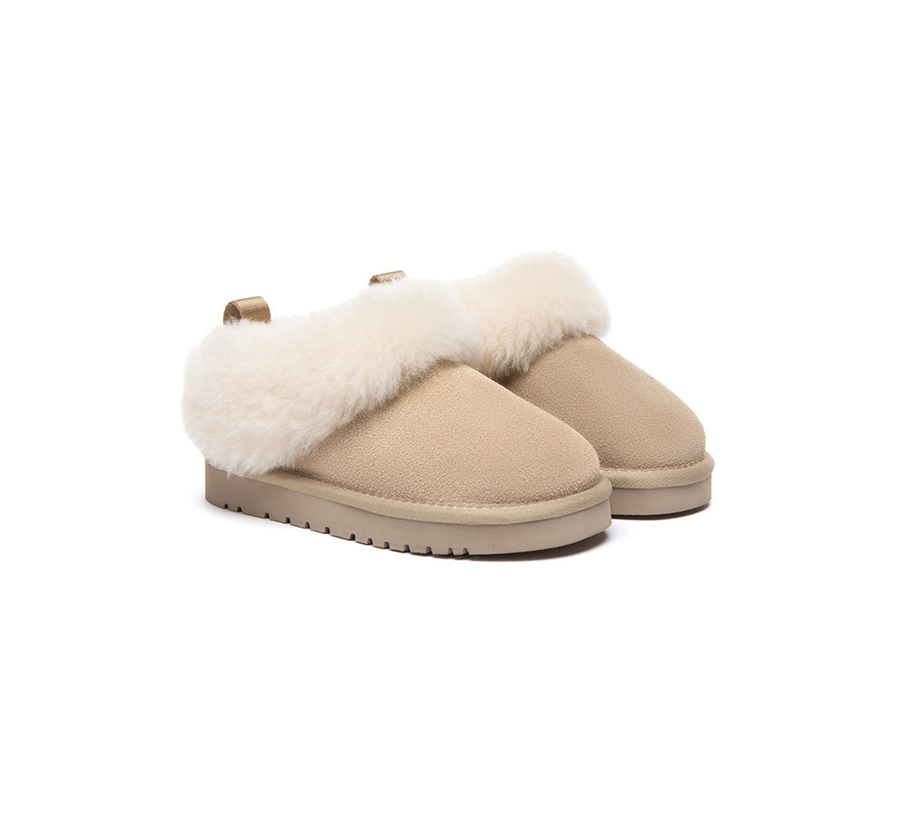UGG Slippers Kids Sheepskin Wool Collar Ankle Glacial