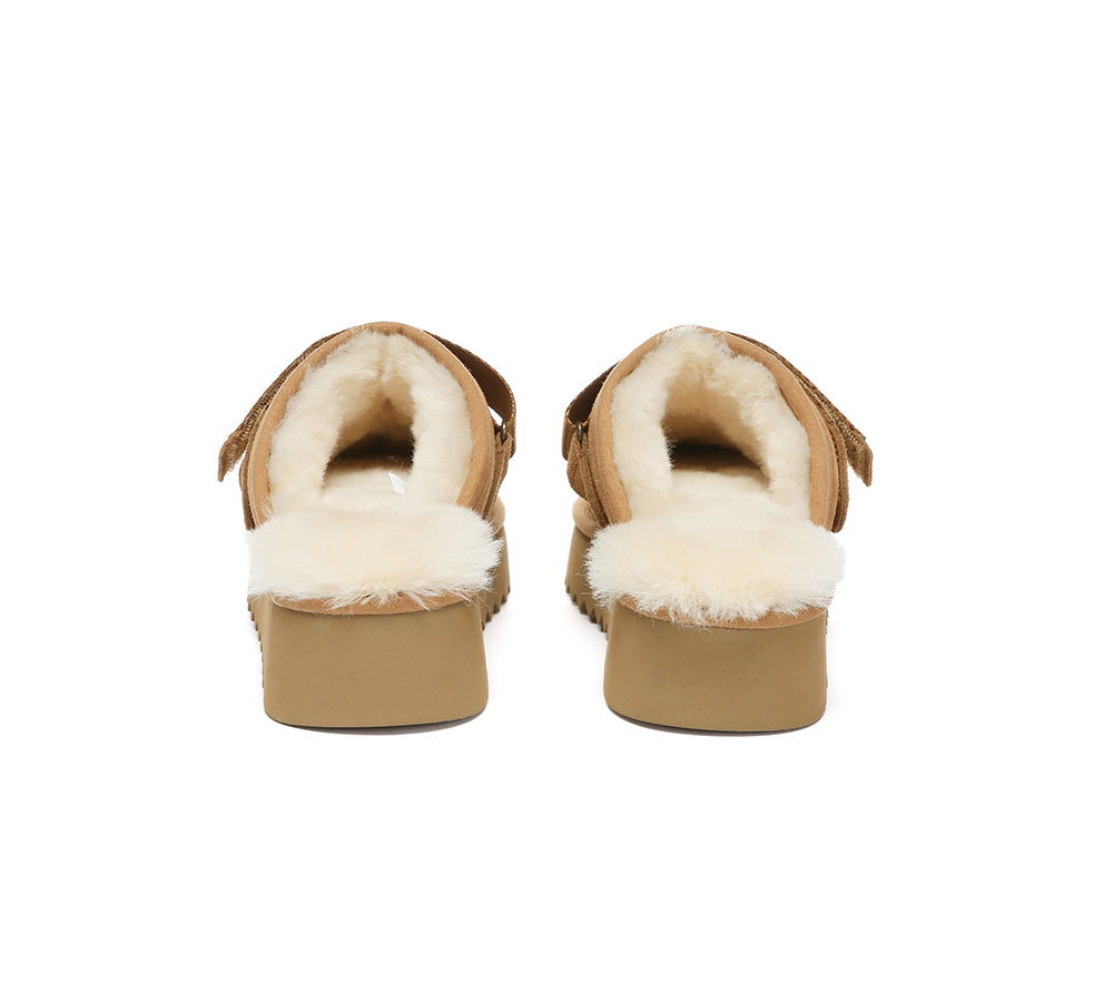 UGG Slippers Sheepskin Wool Slingback Platform Cozeln
