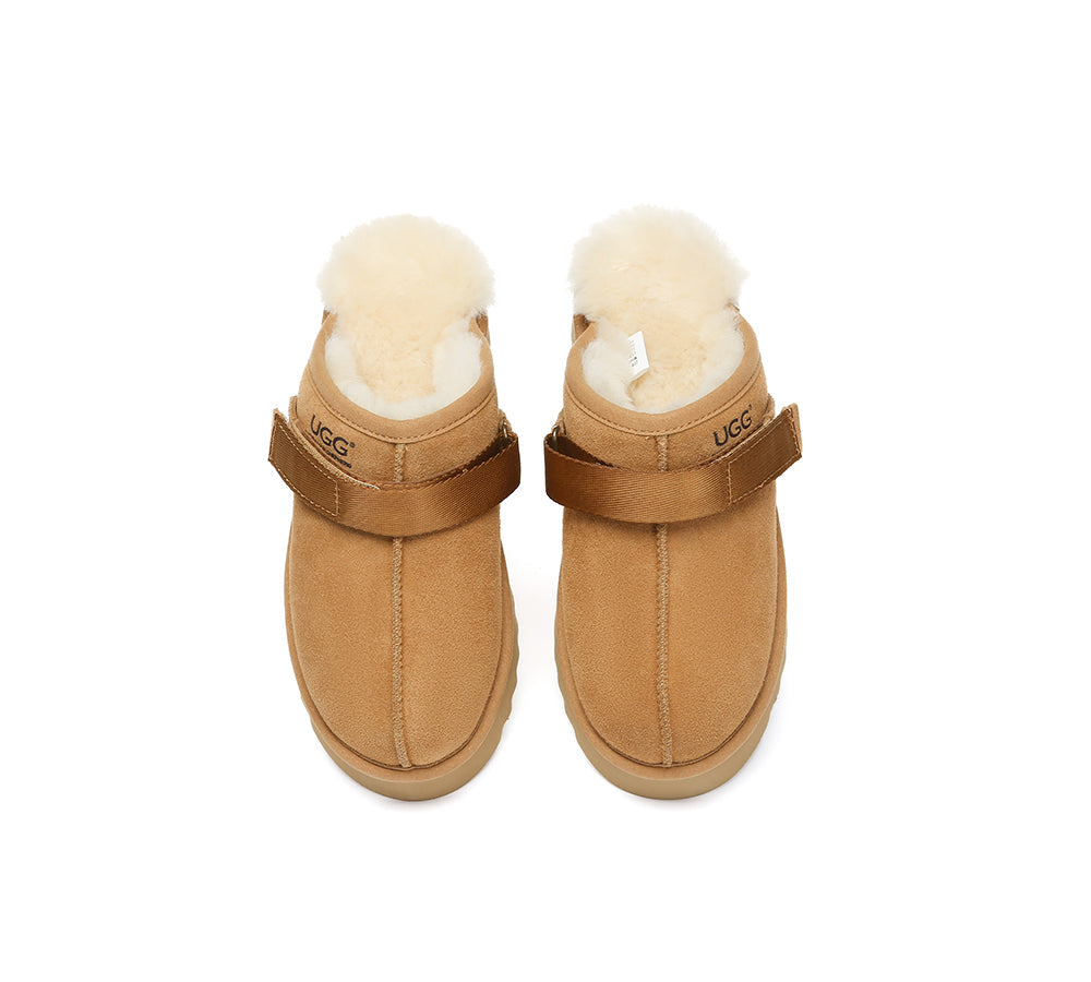 UGG Slippers Sheepskin Wool Slingback Platform Cozeln