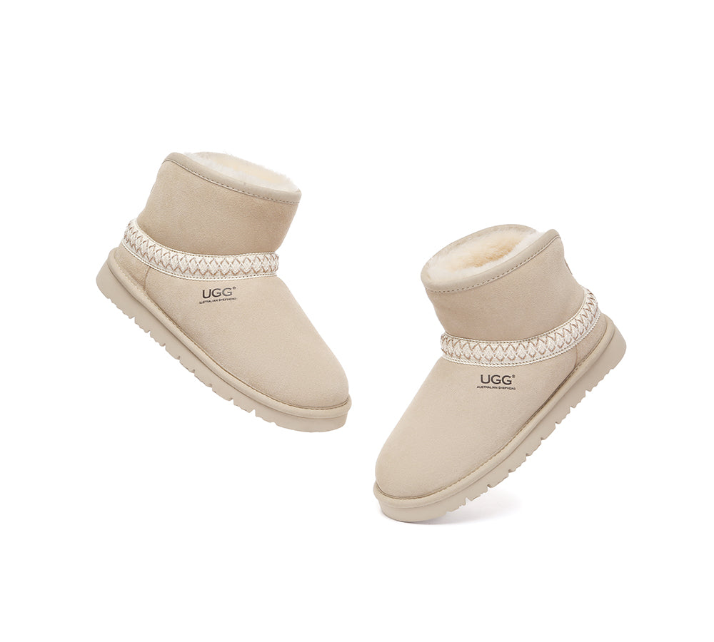UGG Boots Sheepskin Wool Ankle Knitted Fayle