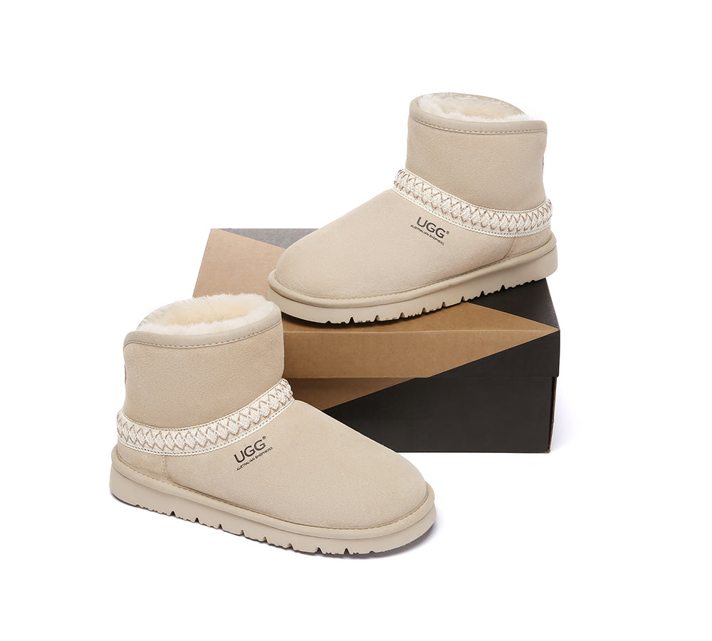 UGG Boots Sheepskin Wool Ankle Knitted Fayle