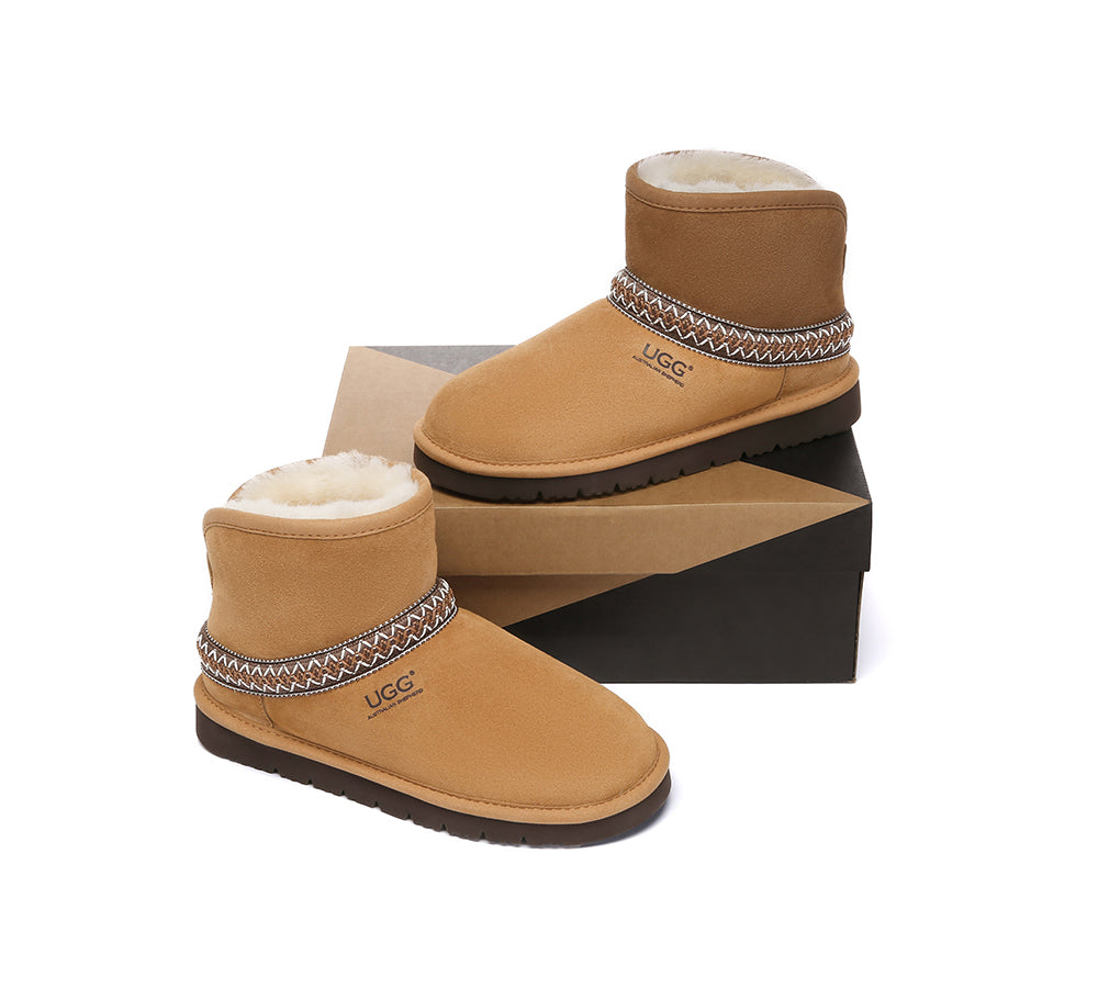 UGG Boots Sheepskin Wool Ankle Knitted Fayle