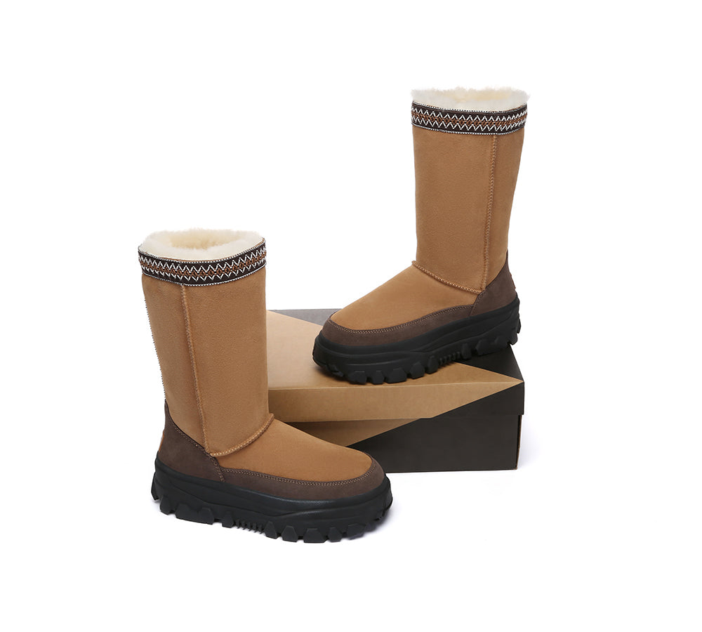 UGG Boots Sheepskin Wool Chunky Platform Tall Glacelle