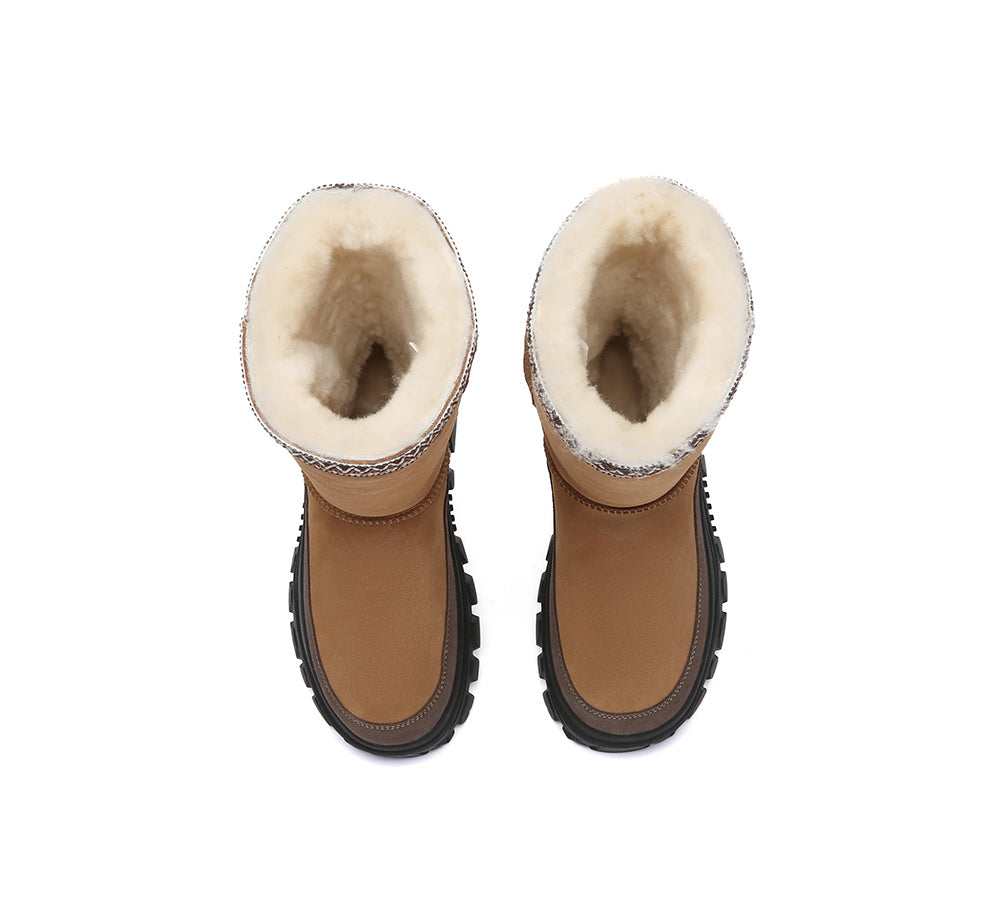 UGG Boots Sheepskin Wool Chunky Platform Tall Glacelle