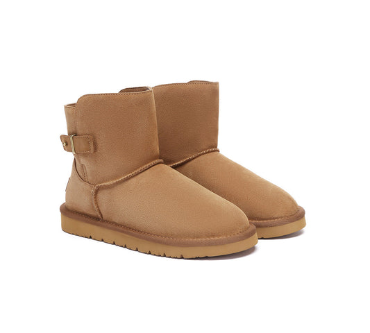 UGG Boots Sheepskin Wool Buckle Ankle Mini Winza