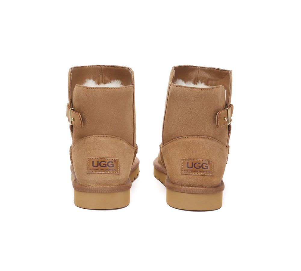 UGG Boots Sheepskin Wool Buckle Ankle Mini Winza