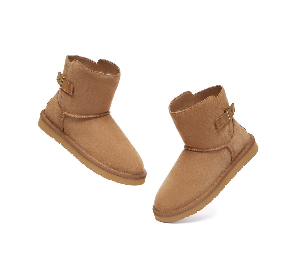 UGG Boots Sheepskin Wool Buckle Ankle Mini Winza