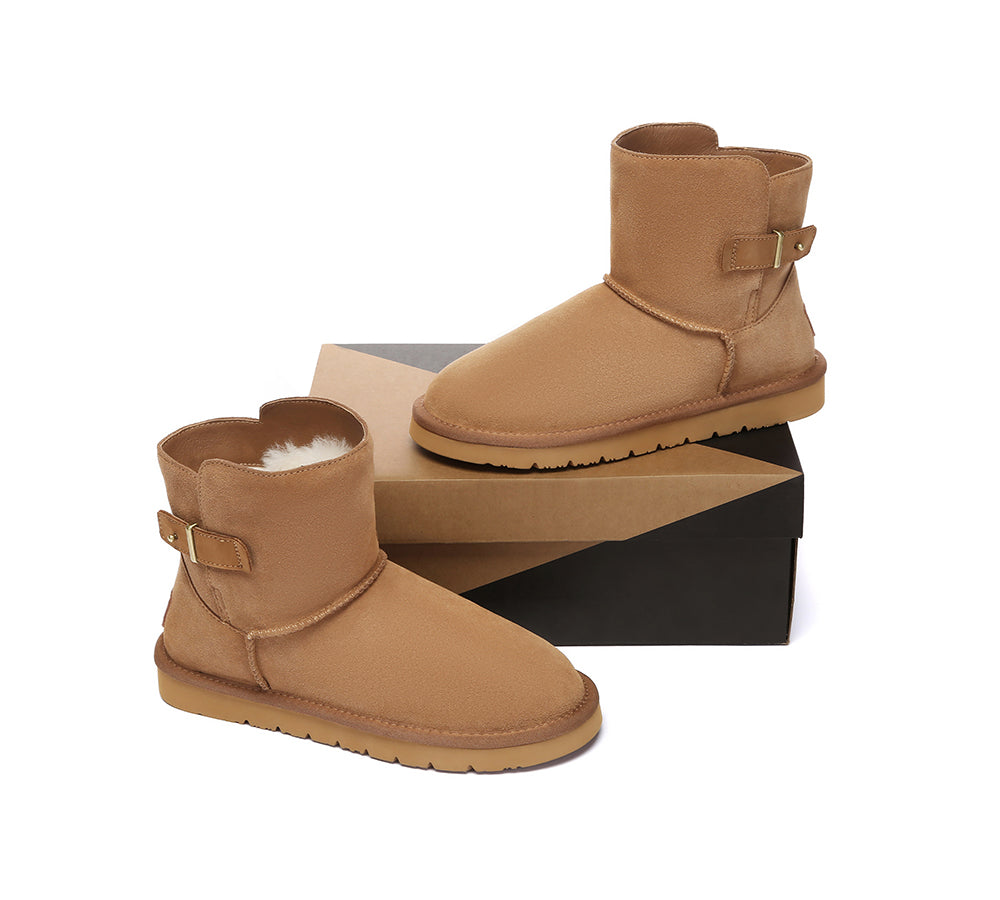 UGG Boots Sheepskin Wool Buckle Ankle Mini Winza