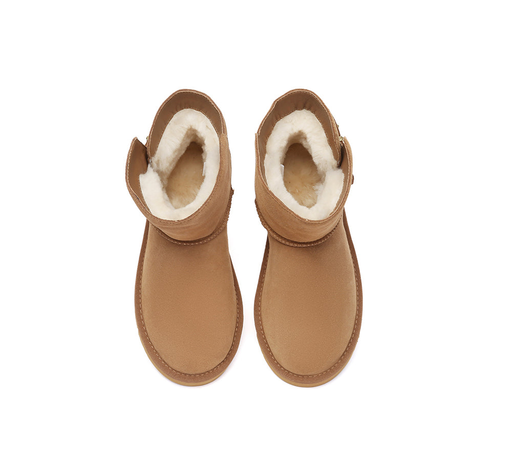 UGG Boots Sheepskin Wool Buckle Ankle Mini Winza