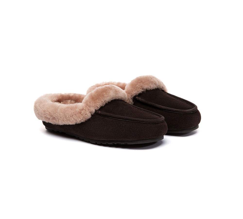 UGG Slippers Sheepskin Wool Trim Mule Noelle