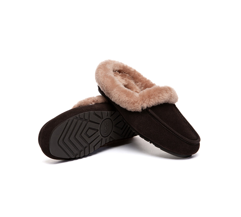 UGG Slippers Sheepskin Wool Trim Mule Noelle