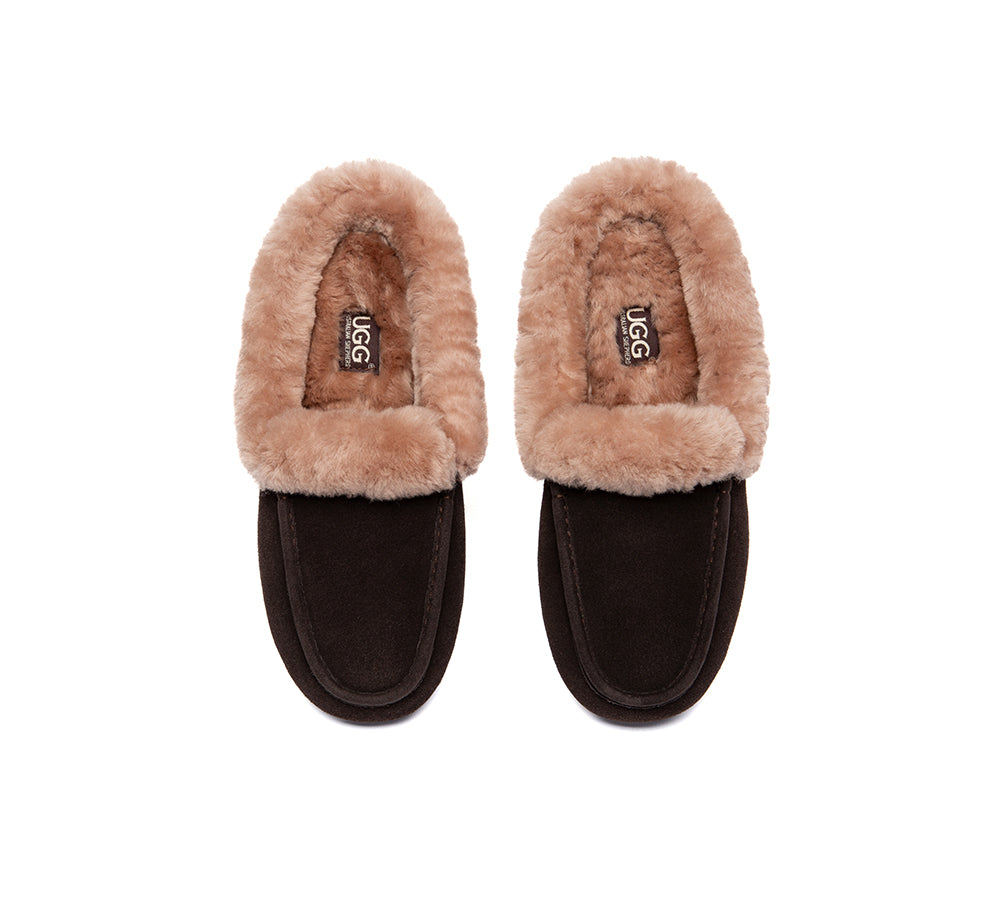 UGG Slippers Sheepskin Wool Trim Mule Noelle
