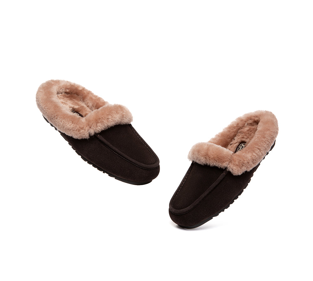 UGG Slippers Sheepskin Wool Trim Mule Noelle