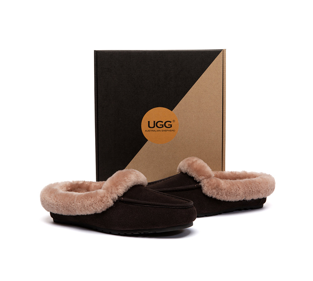 UGG Slippers Sheepskin Wool Trim Mule Noelle