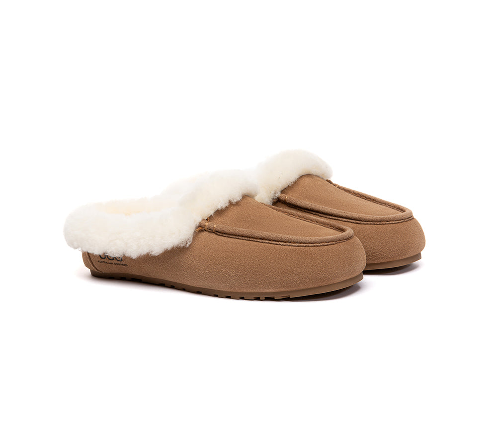 UGG Slippers Sheepskin Wool Trim Mule Noelle