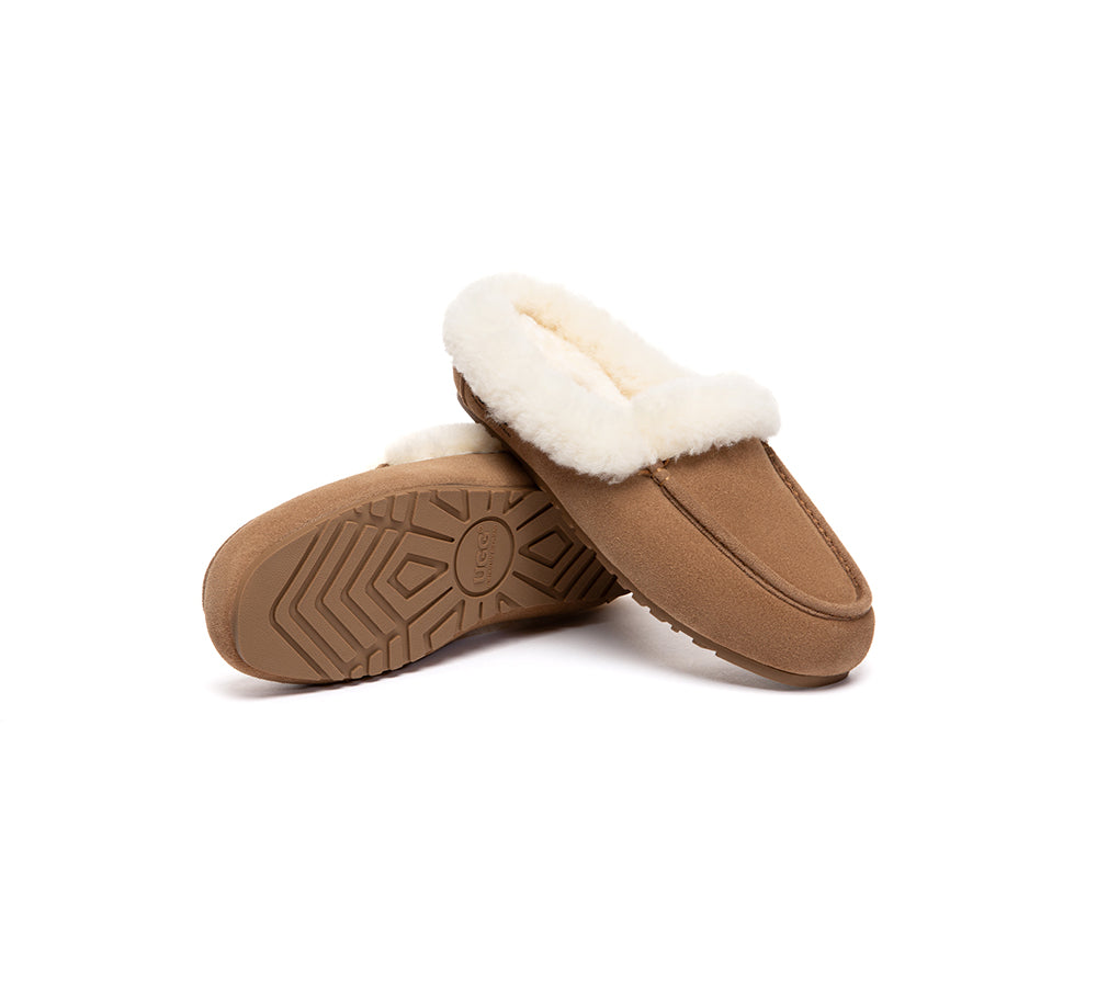 UGG Slippers Sheepskin Wool Trim Mule Noelle