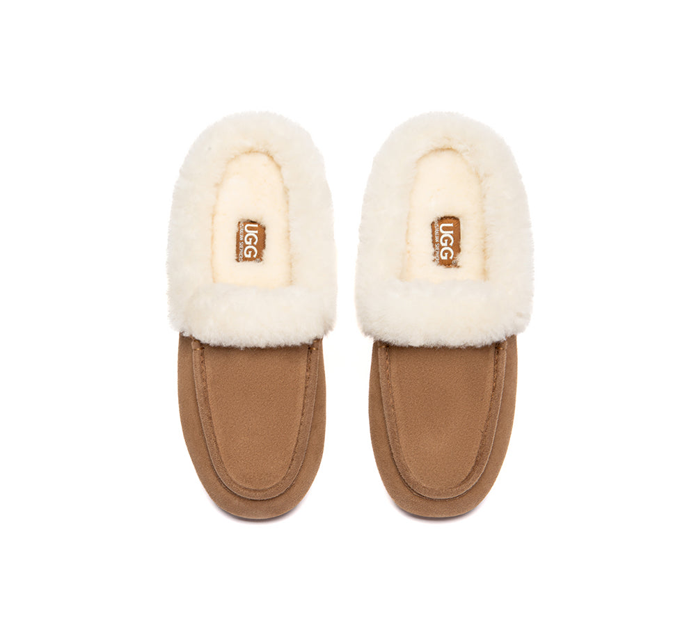 UGG Slippers Sheepskin Wool Trim Mule Noelle