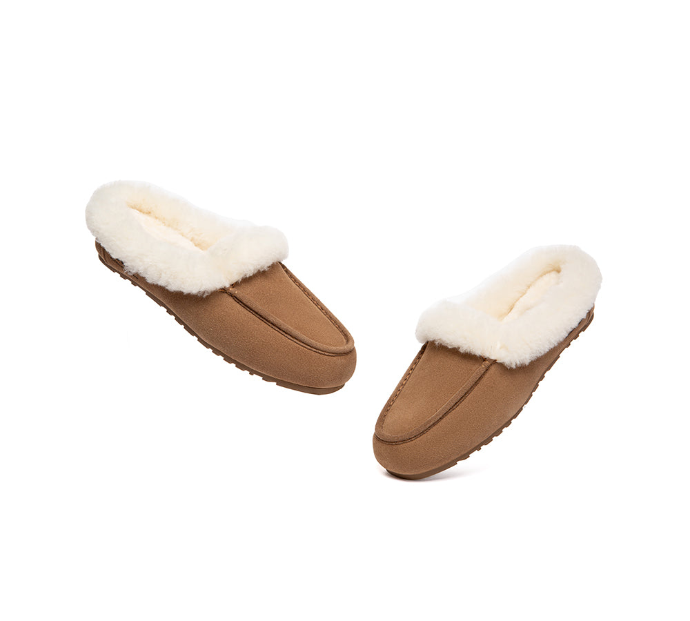 UGG Slippers Sheepskin Wool Trim Mule Noelle