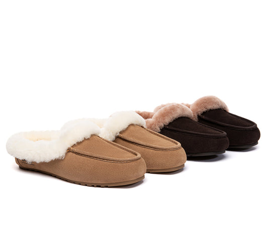 UGG Slippers Sheepskin Wool Trim Mule Noelle