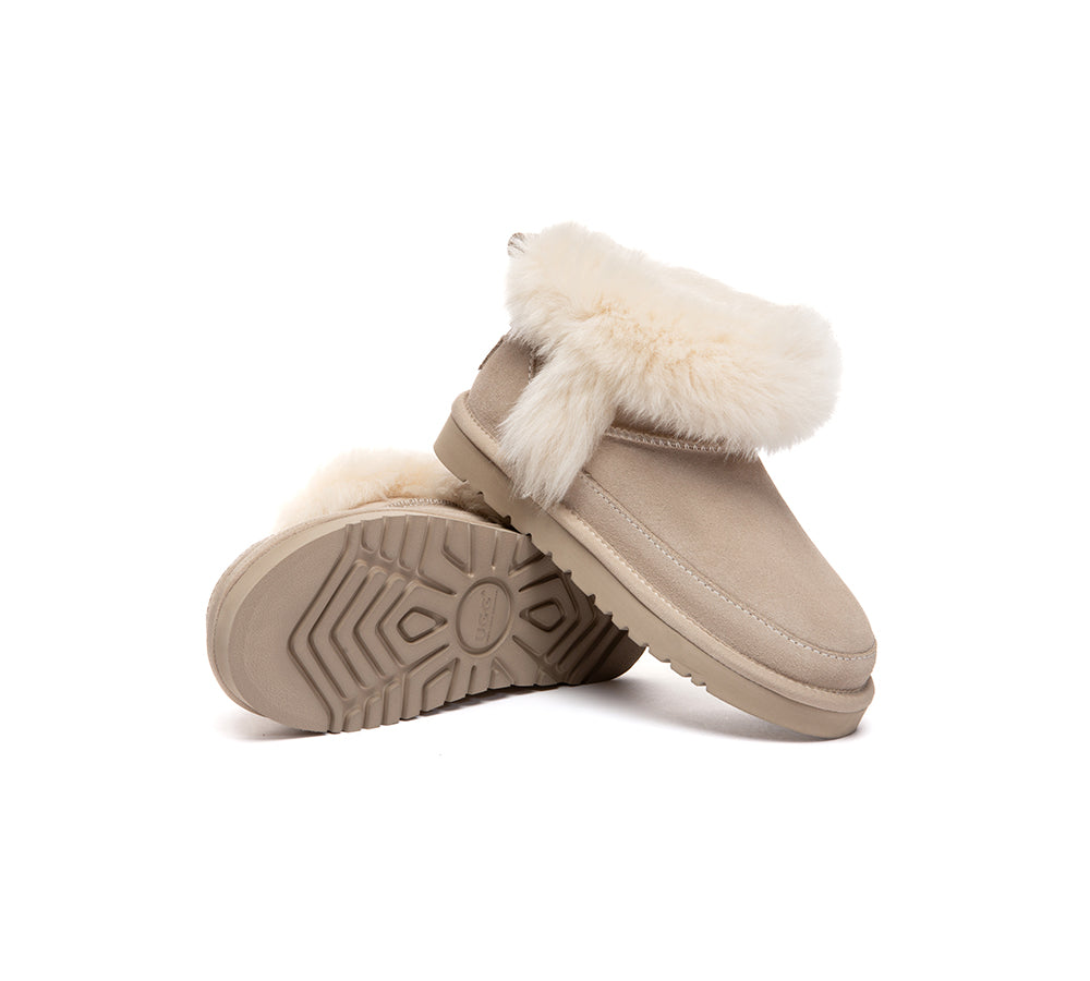 UGG Boots Women Sheepskin Wool Trim Ankle Frovia