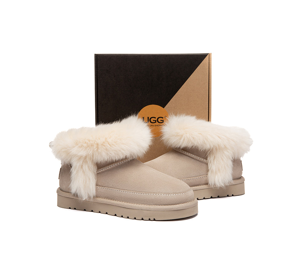 UGG Boots Women Sheepskin Wool Trim Ankle Frovia