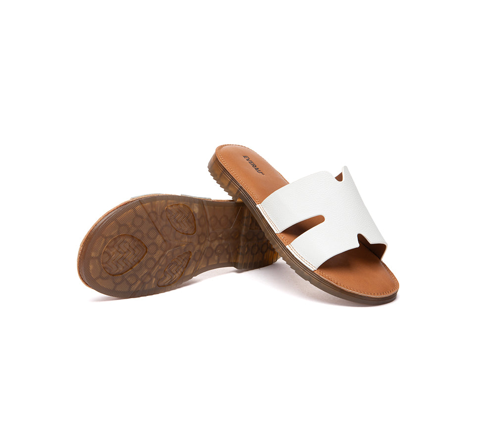 Women Slides Leather Ultra Soft Woven Flat Clovey