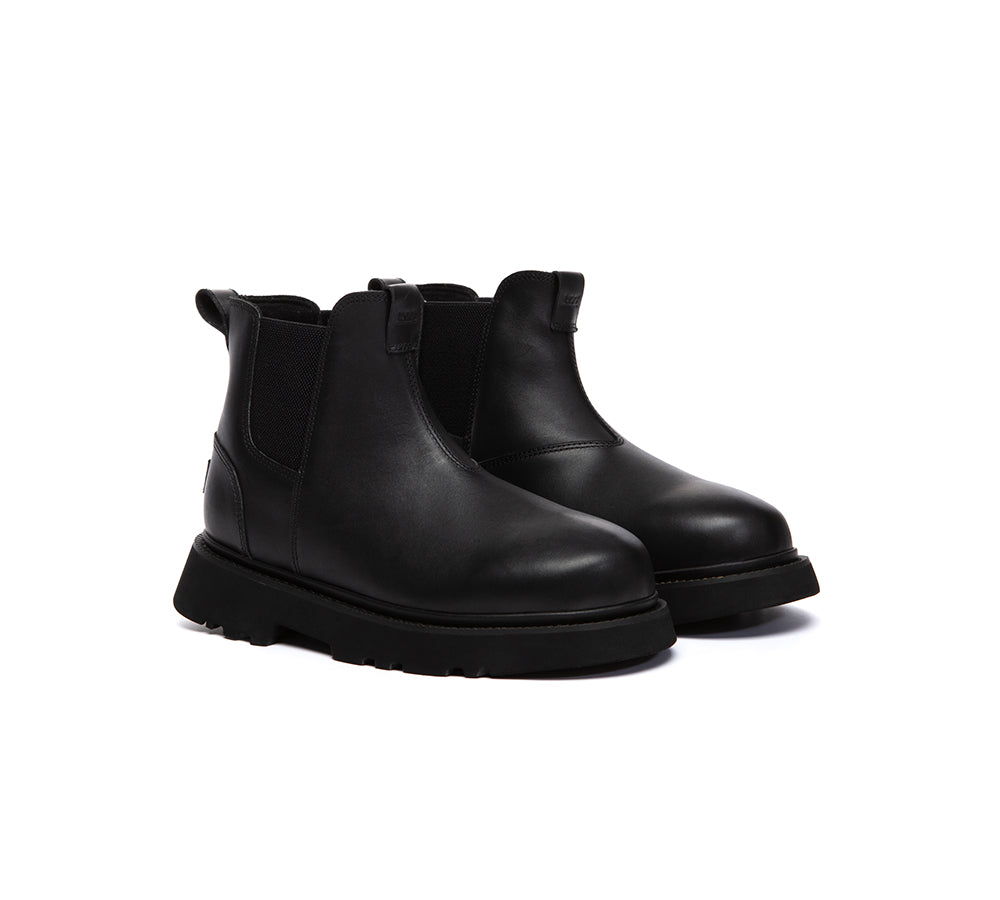 Men Boots Leather Black Chelsea Casual Shoes Dralen