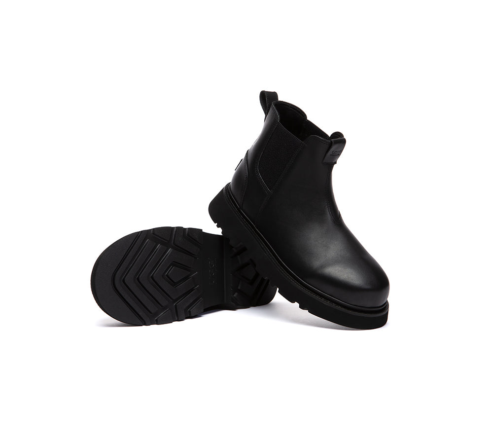 Men Boots Leather Black Chelsea Casual Shoes Dralen