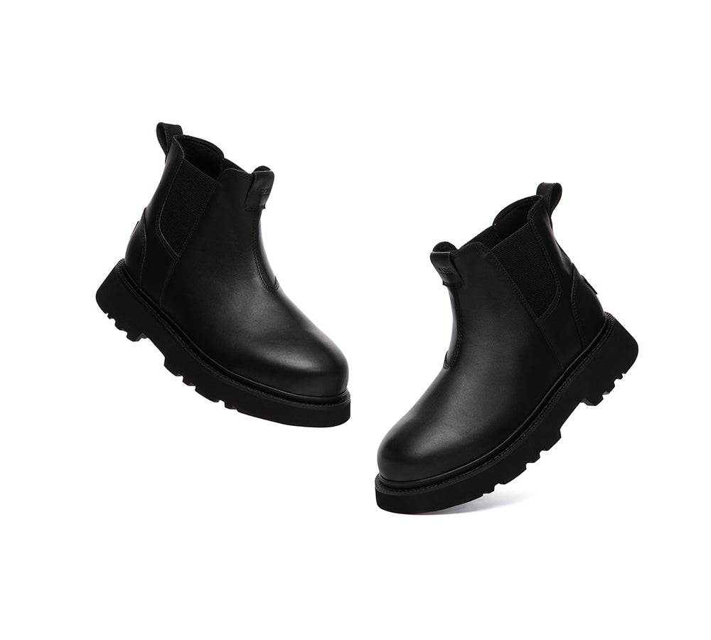 Men Boots Leather Black Chelsea Casual Shoes Dralen