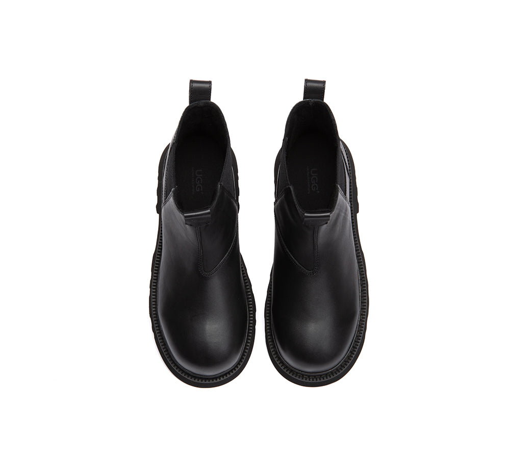 Men Boots Leather Black Chelsea Casual Shoes Dralen