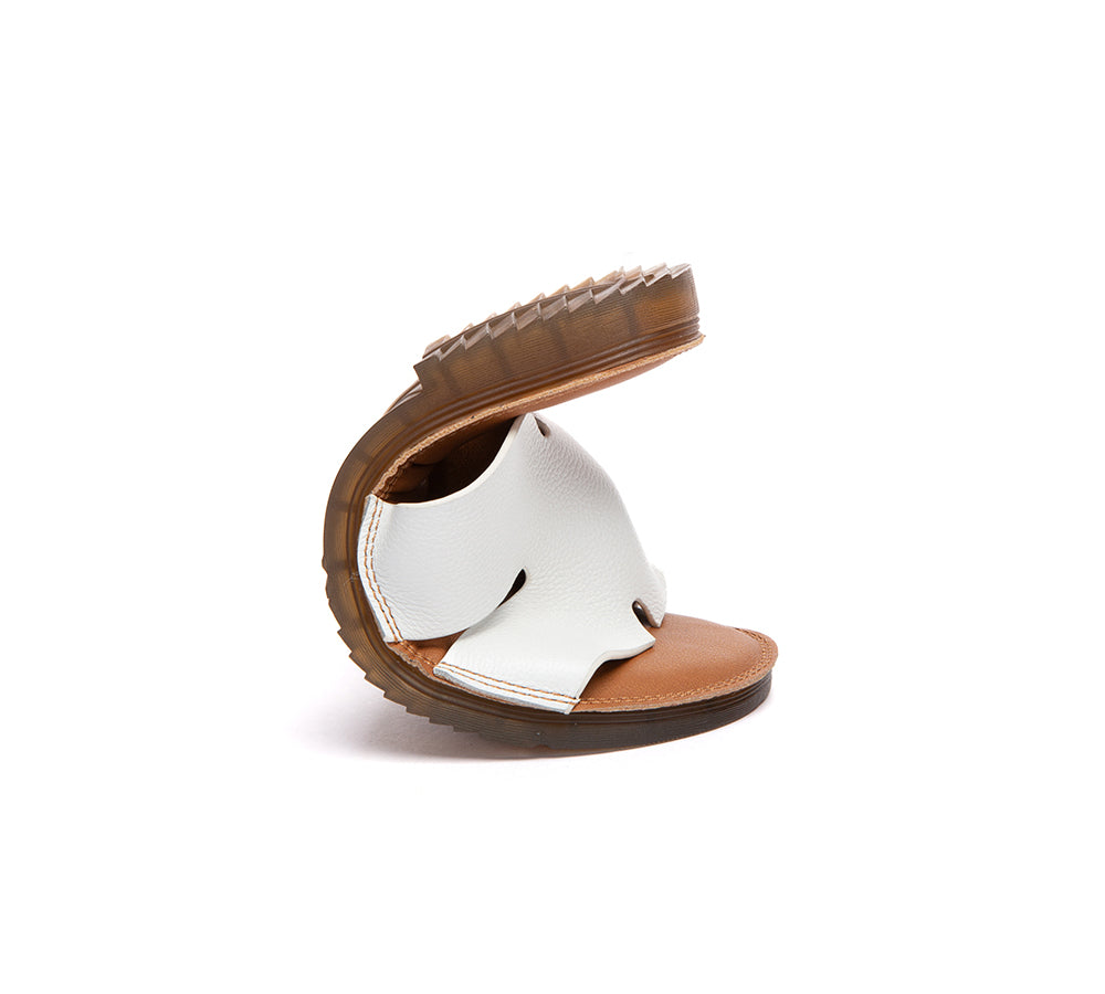Women Slides Leather Ultra Soft Woven Flat Clovey