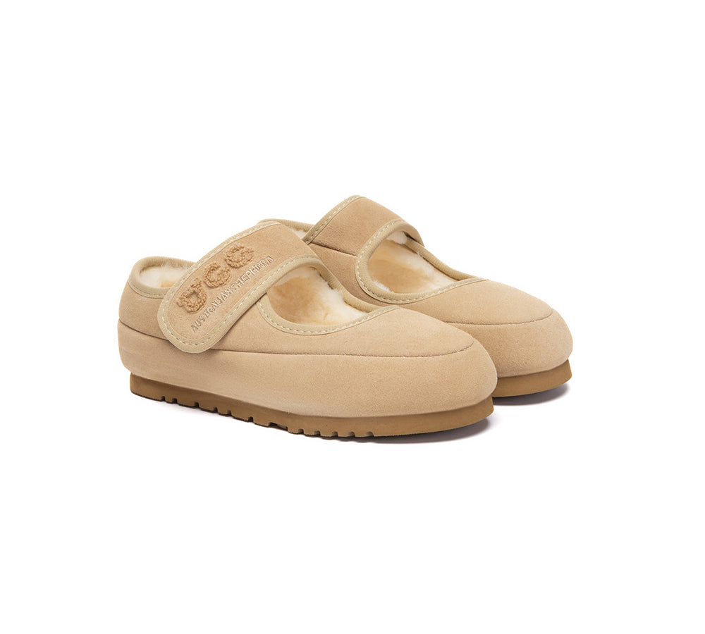 UGG Slippers Kids Sheepskin Wool Adjustable Strap Mary Jane Velvi