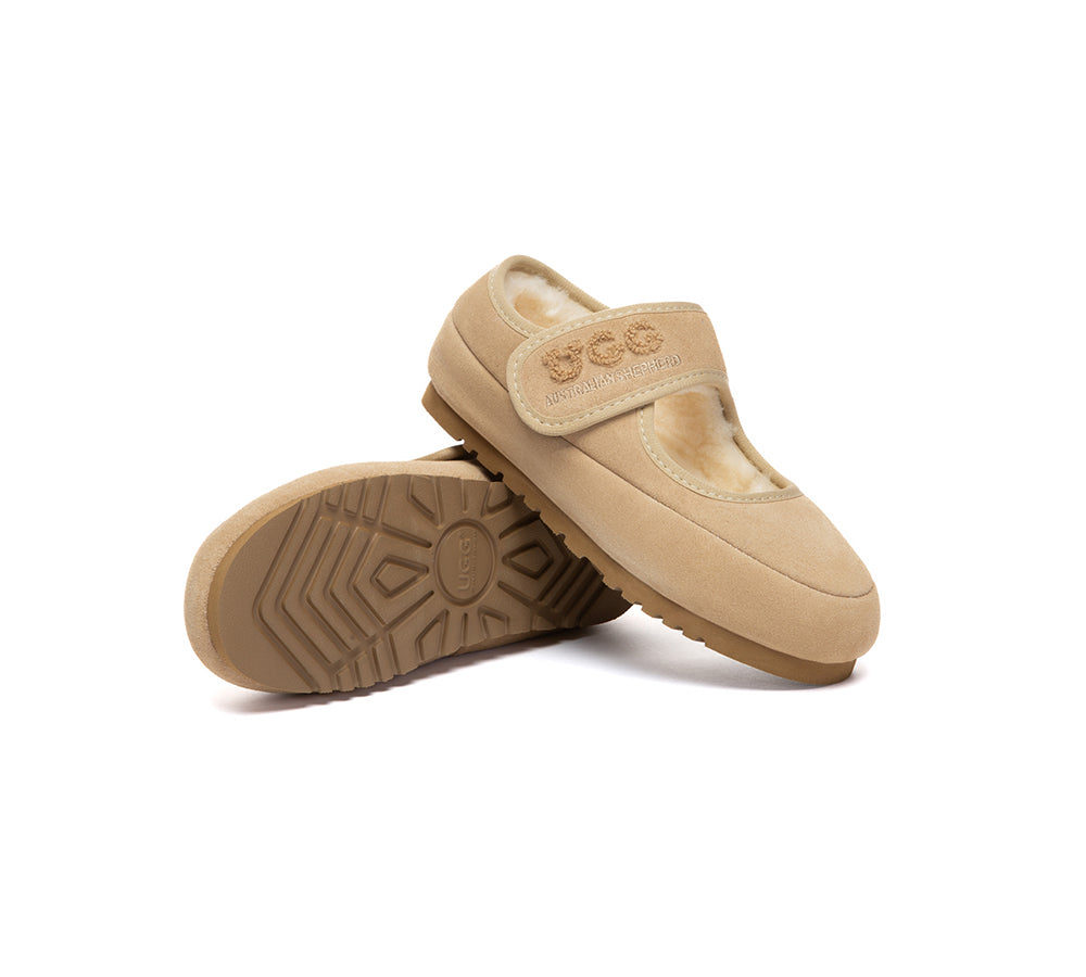 UGG Slippers Kids Sheepskin Wool Adjustable Strap Mary Jane Velvi