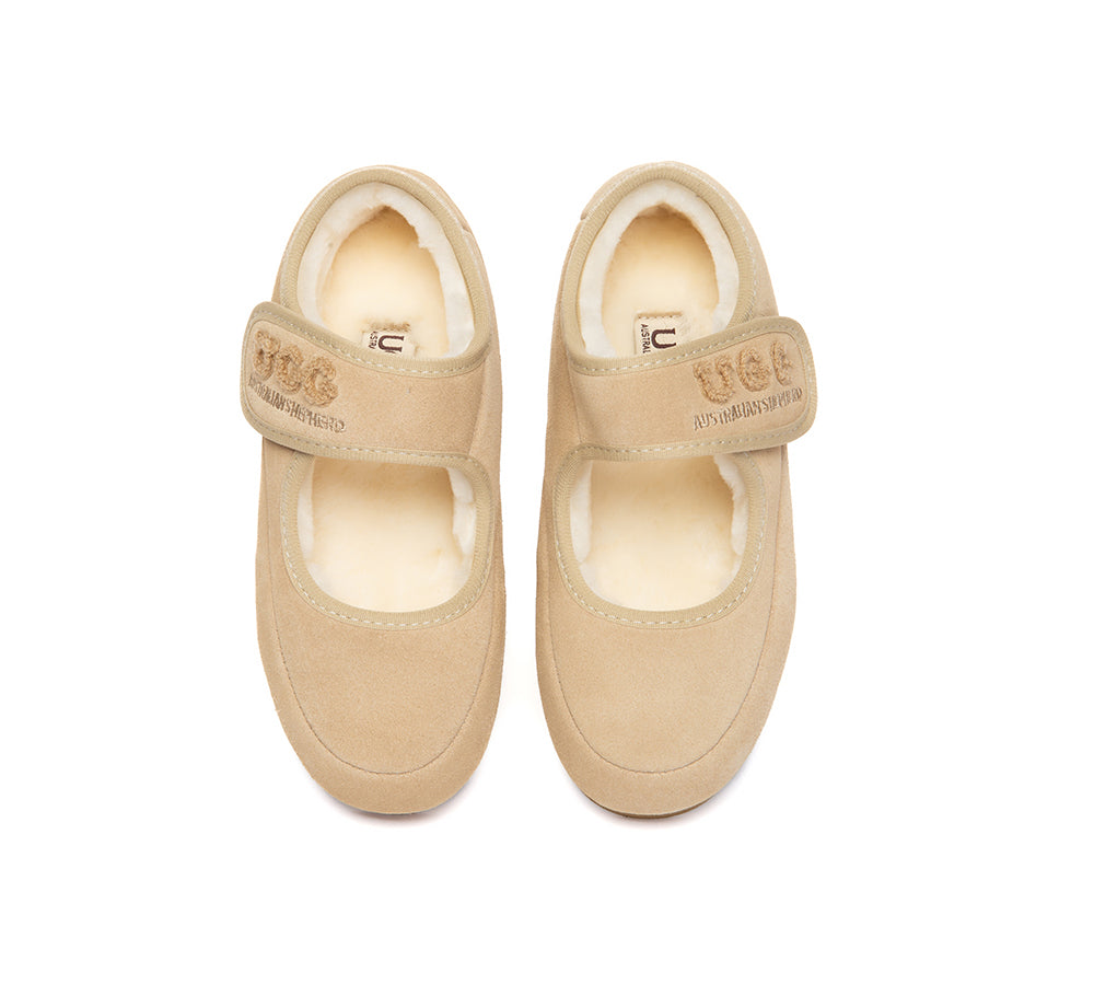 UGG Slippers Kids Sheepskin Wool Adjustable Strap Mary Jane Velvi