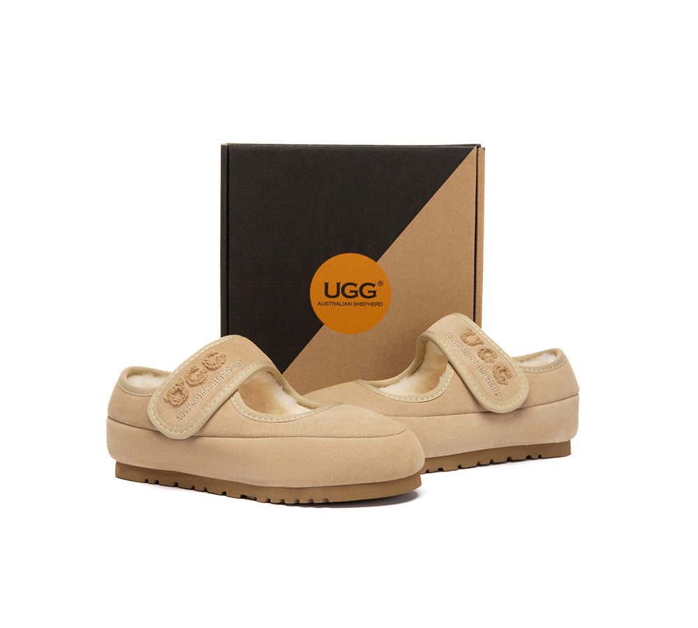 UGG Slippers Kids Sheepskin Wool Adjustable Strap Mary Jane Velvi
