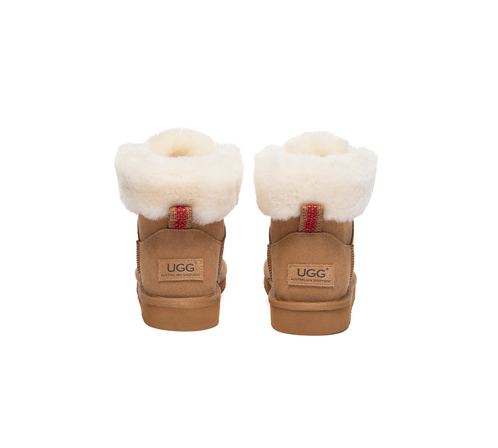 UGG Boots Sheepskin Wool Collar Lace Up Trego