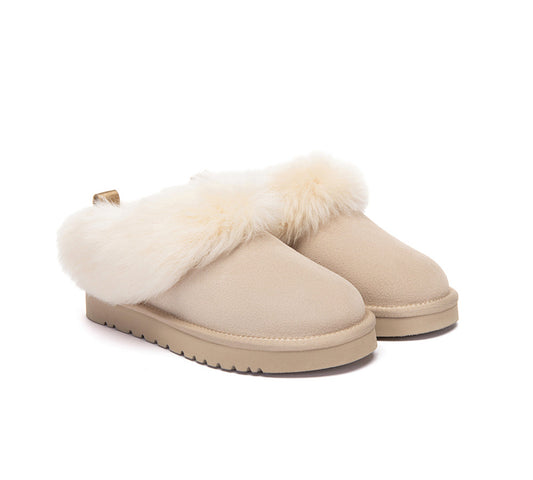 UGG Slippers Sheepskin Wool Collar Ankle Mianee