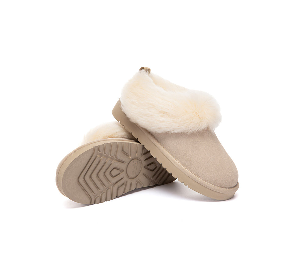 UGG Slippers Sheepskin Wool Collar Ankle Mianee