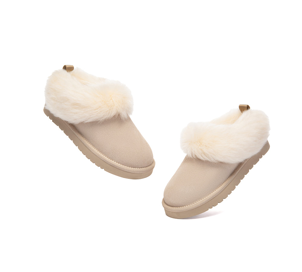 UGG Slippers Sheepskin Wool Collar Ankle Mianee