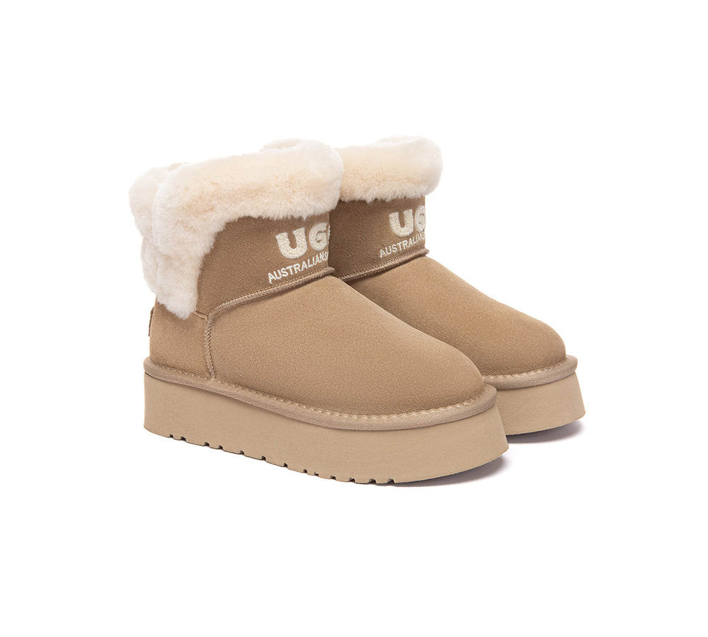 UGG Boots Sheepskin Wool Shearling Ankle Platform Oatha