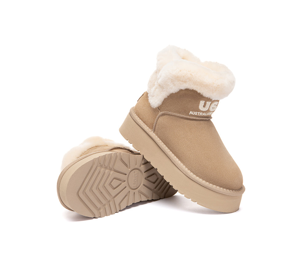 UGG Boots Sheepskin Wool Shearling Ankle Platform Oatha