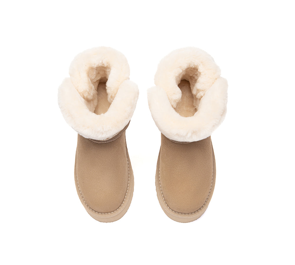 UGG Boots Sheepskin Wool Shearling Ankle Platform Oatha