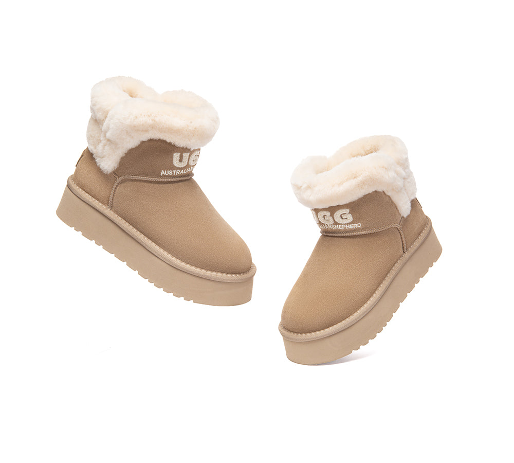 UGG Boots Sheepskin Wool Shearling Ankle Platform Oatha
