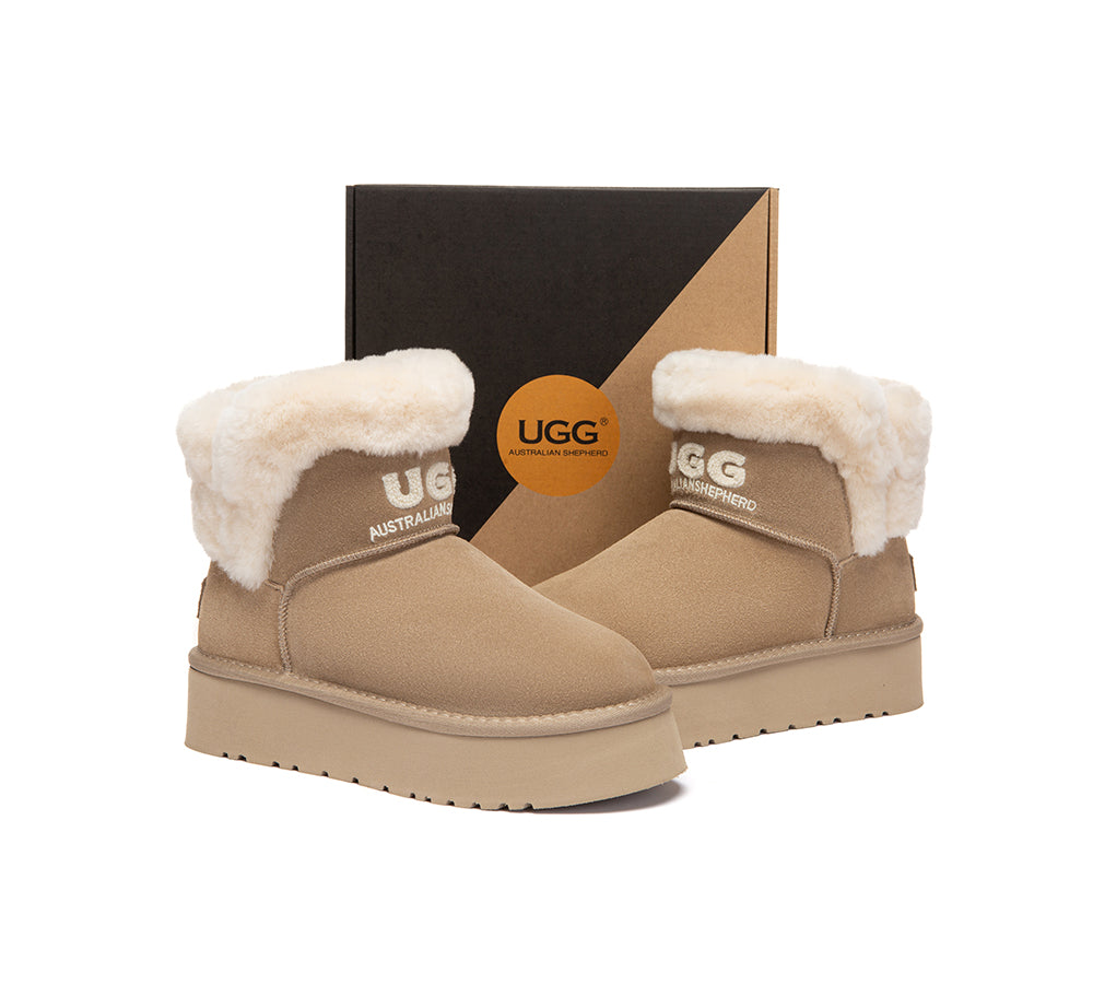 UGG Boots Sheepskin Wool Shearling Ankle Platform Oatha