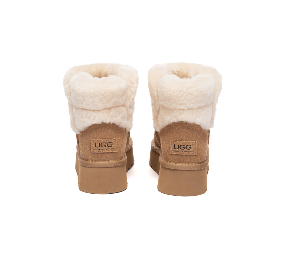 UGG Boots Sheepskin Wool Shearling Ankle Platform Oatha