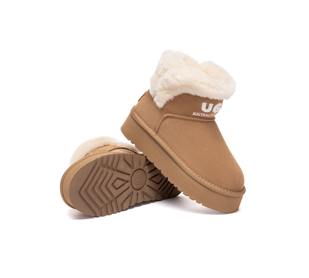 UGG Boots Sheepskin Wool Shearling Ankle Platform Oatha