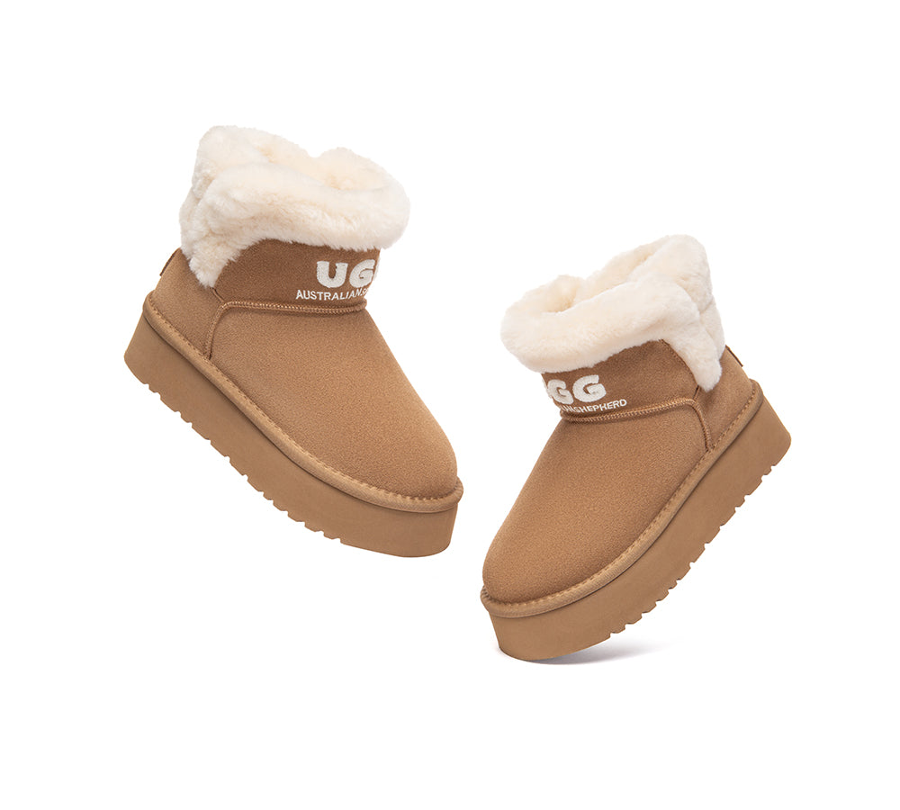 UGG Boots Sheepskin Wool Shearling Ankle Platform Oatha