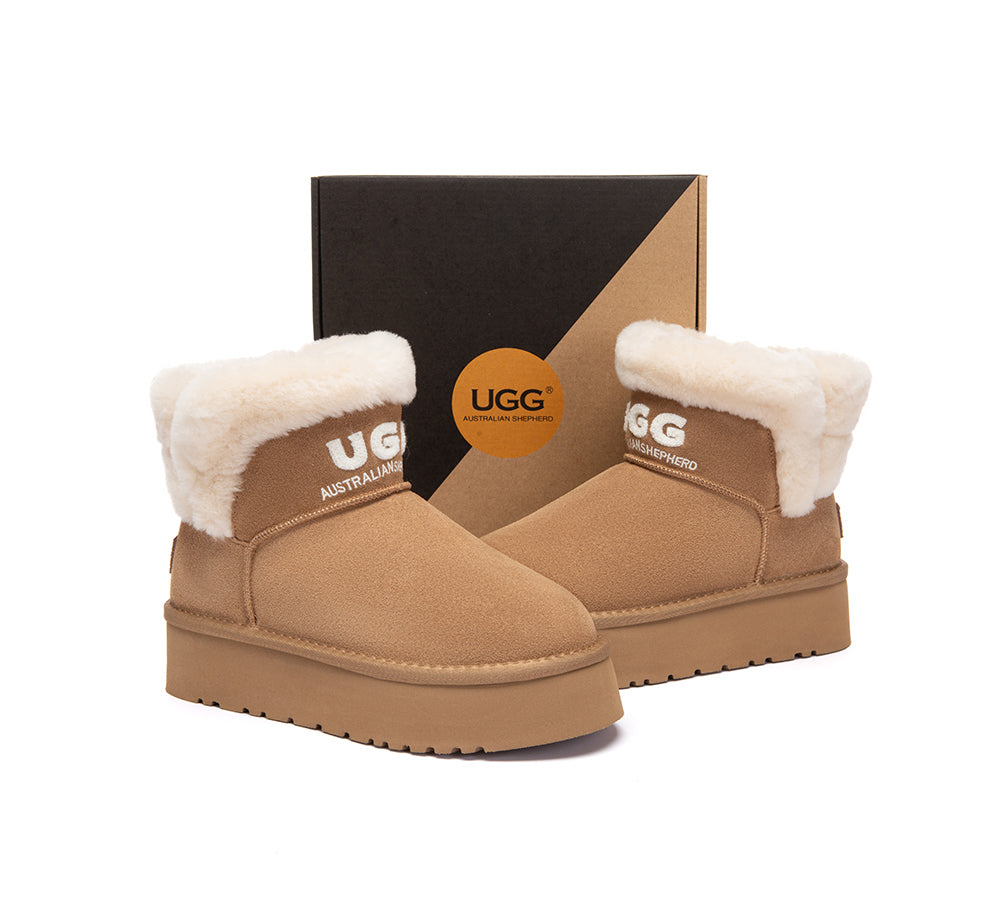 UGG Boots Sheepskin Wool Shearling Ankle Platform Oatha